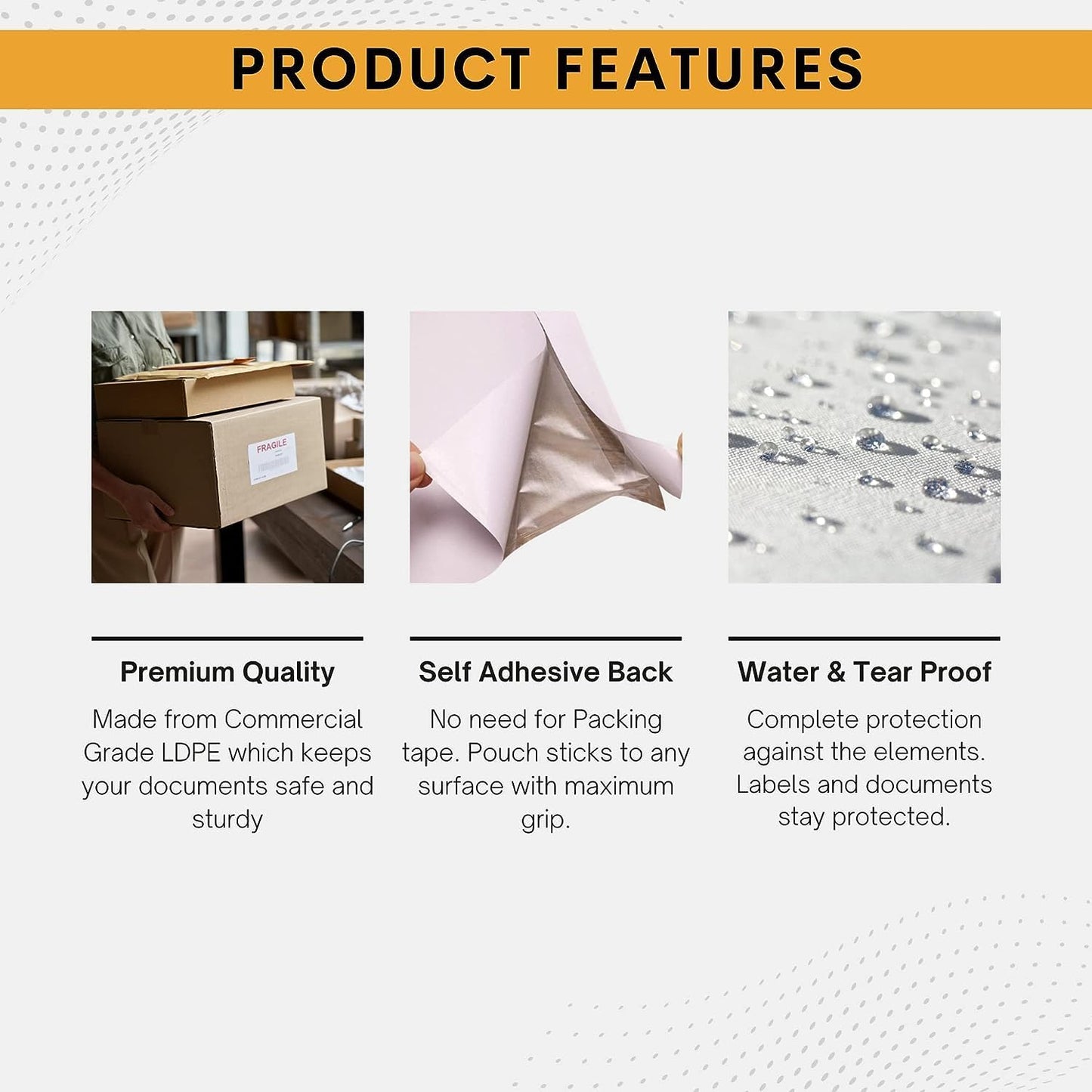 1000 Pack 6"x10" Shipping Label Sleeves – Clear Self-Adhesive Packing Slip Pouches, Waterproof Packing List Envelopes – Ideal for Shipping Documents, Mailing Labels, Invoices & Packing Slips