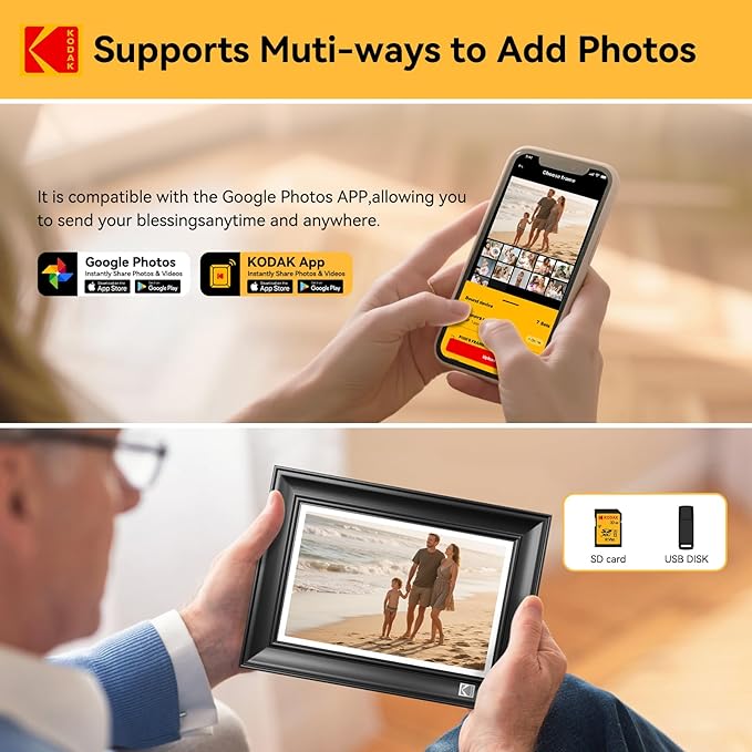 KODAK WiFi Digital Picture Frame, 1920 x 1200 Touchscreen Digital Photo Frame, 10.1 Inches Intelligent Electronic Picture Frame with 32 GB, Auto-Rotate, Share Moments Instantly Gifts