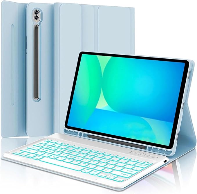 Keyboard Case for Samsung Galaxy Tab 10 FE Plus 13.1inch, S10 FE+ Smart Keyboard Case Magentic Keyboard Cover with S-Pen Holder, Sky Blue