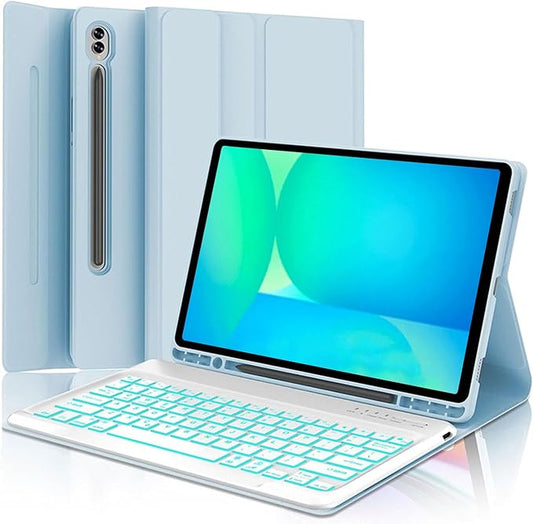 Keyboard Case for Samsung Galaxy Tab 10 FE Plus 13.1inch, S10 FE+ Smart Keyboard Case Magentic Keyboard Cover with S-Pen Holder, Sky Blue