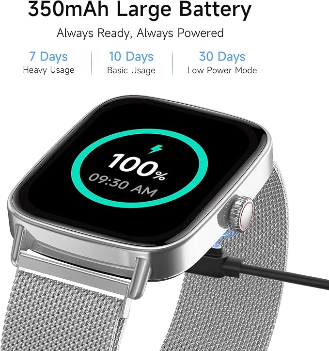 Smart Watch for Men Women, 1.85" HD Smartwatch Compatible iPhone/Samsung/Android (Answer/Make Calls), 100+ Sport Modes Fitness Tracker with Heart Rate/Sleep/SpO2 Monitor, IP68 Waterproof, Metal Band