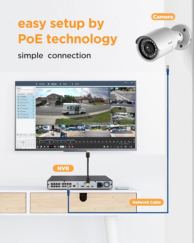 16 Channel Security Camera System, 4K 16CH PoE NVR 4TB HDD, 16x 5MP Wired Surveillance IP PoE Cameras Outdoor with AI Human Detection, Built-in Microphone,100ft IR Night Vision, PB37F1616-5M