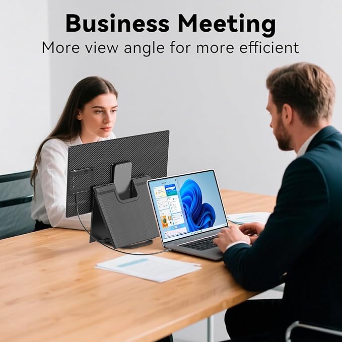 Portable Monitor 24" 100Hz for Work Home Office Game, 1080P FHD IPS Laptop Screen Extender with Rotating Stand & VESA, Laptop Monitor Extender USB-C HDMI Plug-Play for Mac Windows PS Switch Xbox Phone