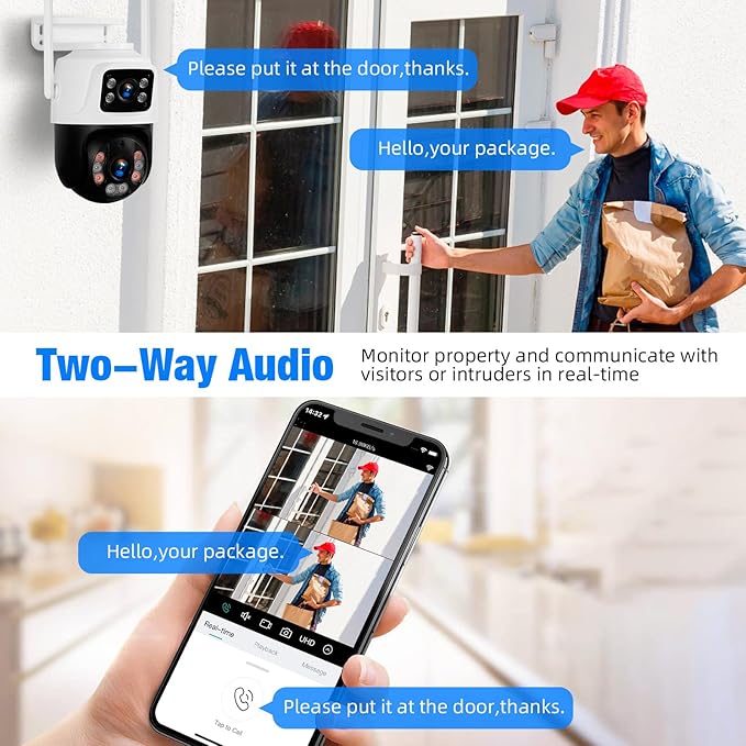 Fuers Wireless Security Camera System, 5MP 8CH NVR with 1TB HDD, 4Pcs 3MP Dual Lens WiFi Cameras Home Surveillance Outdoor Indoor, Motion Detection, Auto Tracking,2-Way Audio,Color Night Vision