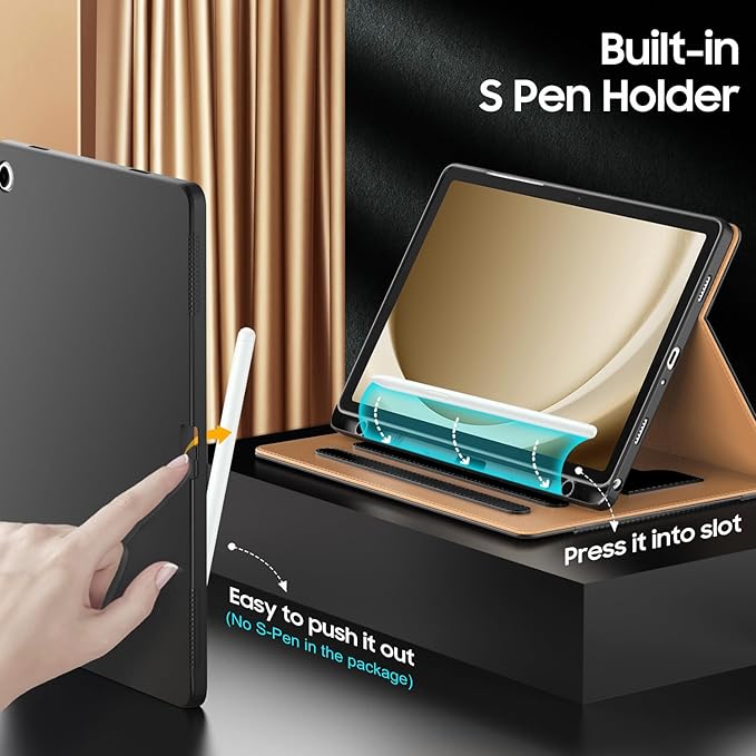 OKP Case for Samsug Galaxy Tab A9+ Plus 11 inch 2024(SM-X210/X216/X218), PU Leather Folio Cover with Multi-Angle Stand//Pen Holder, Auto Wake/Sleep Case for Galaxy A9+ 11" Tablet (Black)