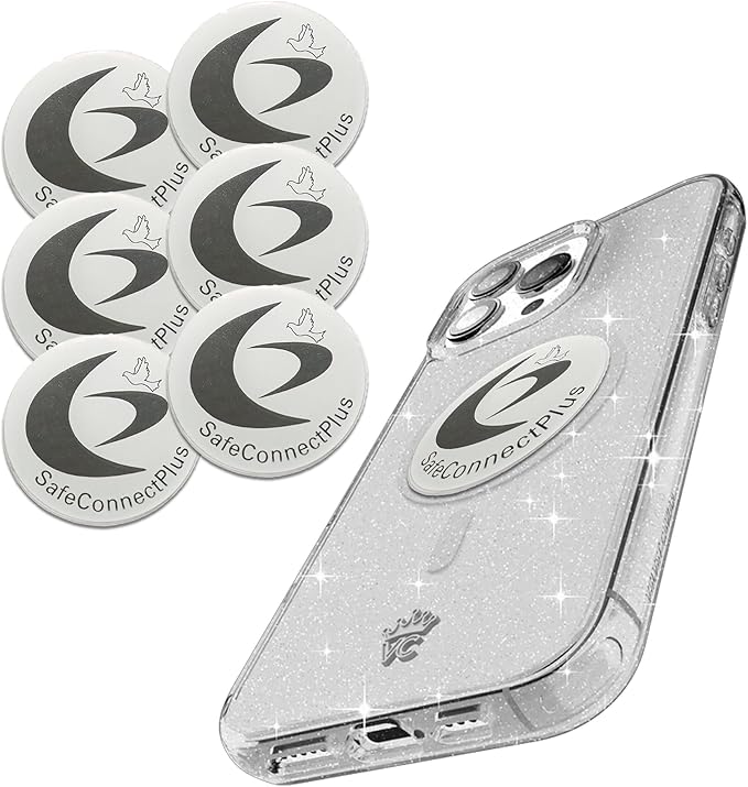 Pack of 6 EMF Stickers for Cell Phone- 5G Ready Harmonizer Stickers Proudly Made in USA for Cell Phones, Laptops or Tablets- EMF mega Shield for All Electronic Devices(Silver-White)