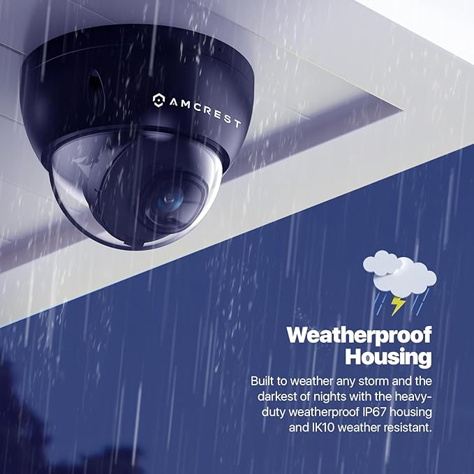 Amcrest 2-Pack UltraHD 4K (8MP) Dome POE IP Camera, 3840x2160, 98ft NightVision, 2.8mm Lens, IP67 Weatherproof, 125° FOV, 256GB MicroSD Recording Black (IP8M-2493EB-AI-V3)