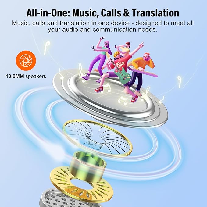 AI Language Translation Earbuds, 3-in-1 Translator Earbuds Real Time with 7 Translation Modes, with Audio and Video Call, 164 Language Bluetooth 5.3 Headphones Translating Device, Dark Blue