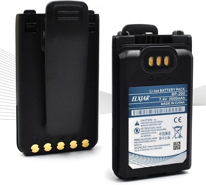elxjar (2-Pack) 7.4V 2000mAh Li-ion BP-290 Battery, Replacement for Icom IC-F52D IC-F62D IC-M85 Two-Way Radios Rechargeable Pack