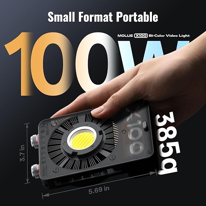 ZHIYUN MOLUS X100 Bi-color Combo 100W Video Light [Official] V2 Upgraded Version Professional Photography Lighting Portable Continuous Output Lighting 2700K~6500K CRI≥95 TLCI≥97 for Youtuber TT Photog
