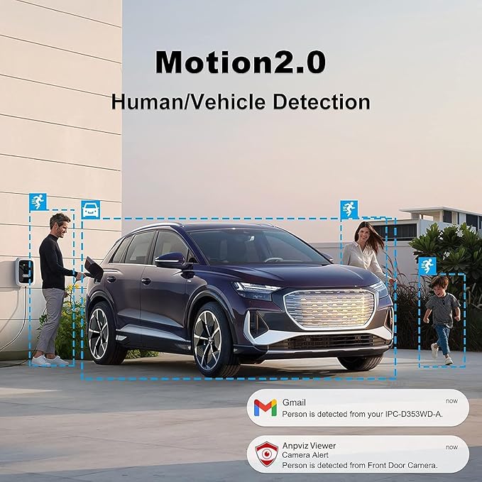 Anpviz 5MP PoE IP Camera Outdoor, Metal Turret Security Camera with Audio, Human Vehicle Detection, Smart Color Night Vision, 3072x1728@20fps, 114° FOV, 120dB WDR, IP67 Waterproof, Black
