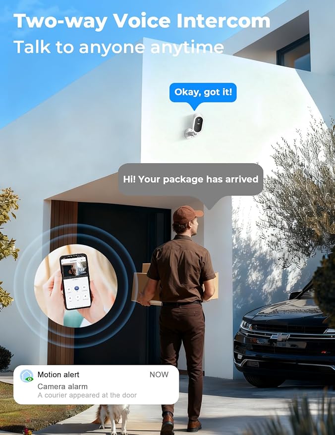 Security Cameras Wireless Outdoor No Subscription,5G/2.4G WiFi 4MP Solar Cameras for Home Security 2Cam-Kit,Supports 128GB Local Storage,PIR Alerts Color Night Vision Home Security Cameras System IP66