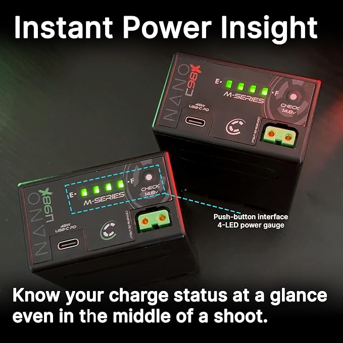 Core SWX NANO-C98X BPA-Style Battery – 98Wh Lithium-Ion Battery with USB-C PD & P-Tap Outputs, LED Gauge – Flight-Safe Power for BPA-Compatible Cameras