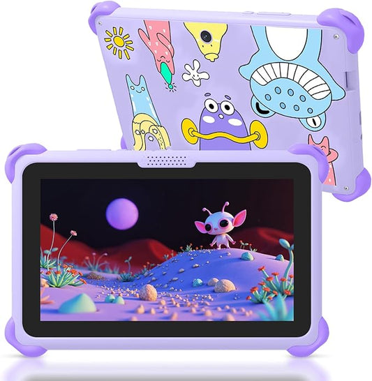 okulaku Kids Tablet 7 inch Tablets for Kids 32GB Toddler Tablet with Protective Case Child Learning Tablets with WiFi, Parental Control, GMS, Preinstalled Educational Contents for Girls Boys (Purple)