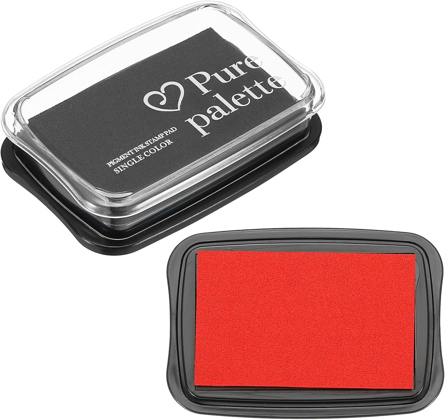 PATIKIL 3"x2" Large Stamp Pad, 2Pcs Washable Craft Ink Pad for Rubber Stamp Card Making Stamping Scrapbook Fingerprint Handprint, Red/Black