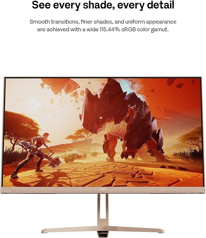 Pixio PX246 Wave Beige 24 inch 120Hz Refresh Rate FHD 1080p Resolution IPS Panel 4ms GTG Response Time Gaming Monitor with Adaptive Sync