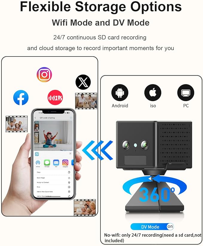 4K Wireless Security Camera, WiFi Indoor Camera, Cameras for Home Security, Baby Monitor, Nanny Cam with Night Vision, AI Motion Detection, Live View