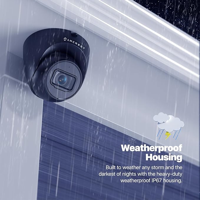 Amcrest 5MP Turret POE Camera, UltraHD Outdoor IP Camera POE with Mic/Audio, 5-Megapixel Security Surveillance Cameras, 98ft NightVision, 132° FOV, IP67, MicroSD (256GB) Black IP5M-T1179EB-AI-V3