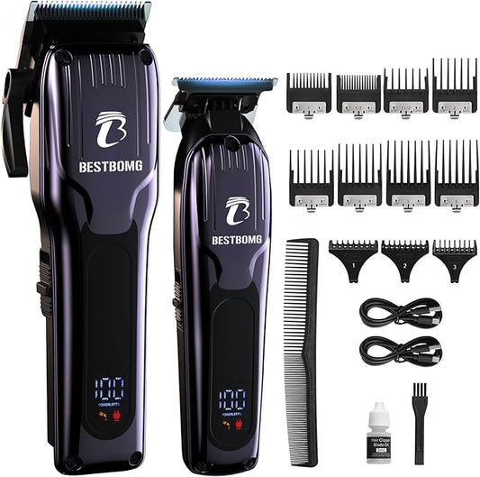 BESTBOMG® Professional Hair Clippers for Men, Professional Barber Clippers and Trimmer Set, Mens Cordless Hair Clipper for Barbers Haircut Kit, BS-808C (Blue)