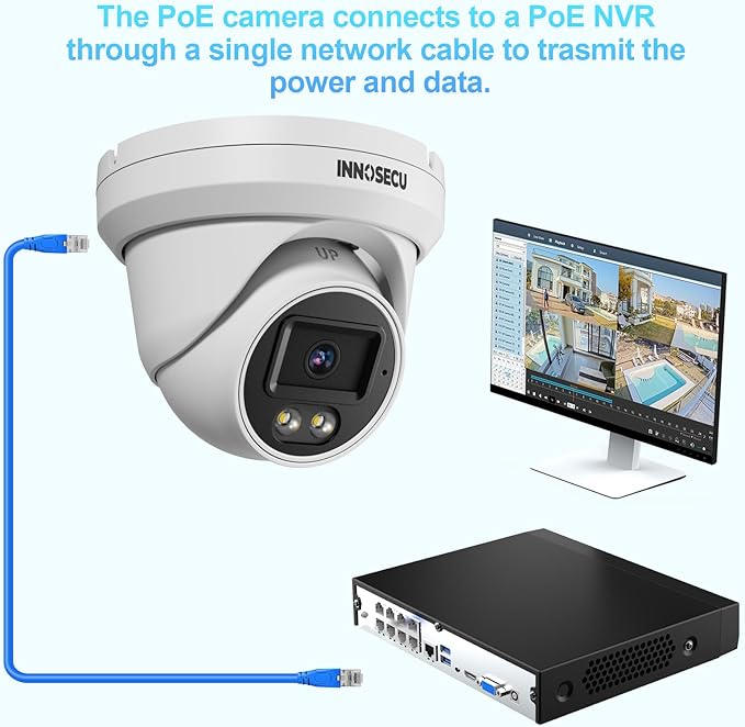 5MP PoE Camera Outdoor, Dome Security Surveillance Camera, Smart Dual Light Color Night Vision, Waterproof IP67, Built-in Mic, 2.8mm Lens 110°,Human&Vehicle Detection,IND5GD93B (White)