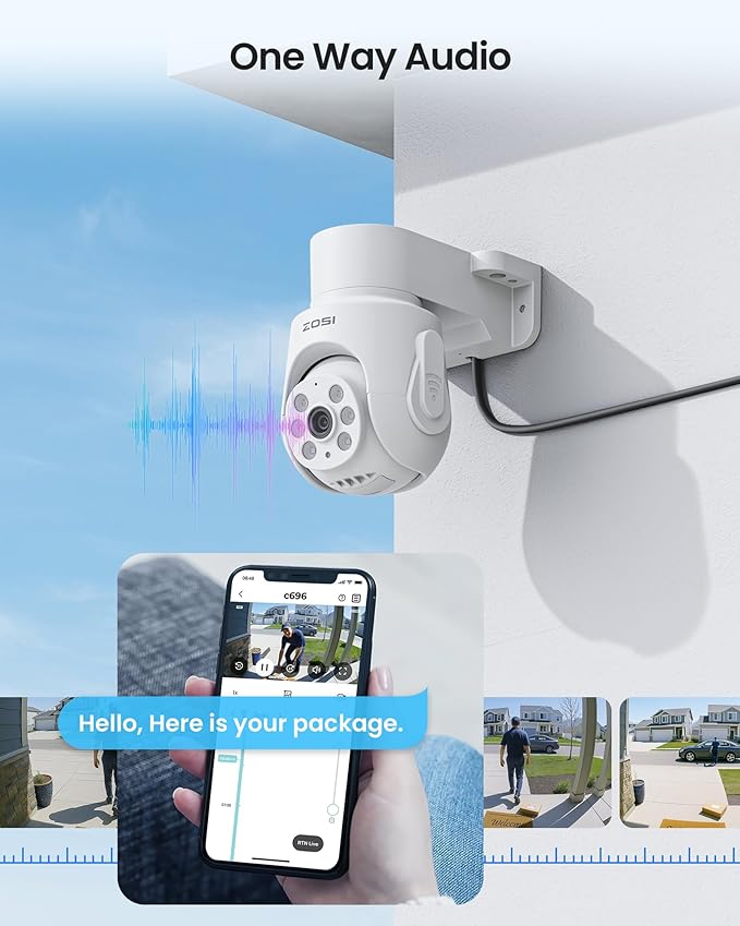 ZOSI 1080P Pan Tilt Analog HD TVI Wired Security Camera,355°View Outdoor Indoor,65ft Night Vision,One-Way Audio,Weatherproof,Only Compatible with Same Brand 1080P/5MP/4K CCTV Surveillance DVR System