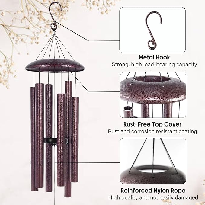 ASTARIN 36" Large Deep Tone Personalized Sympathy Wind Chimes, Memorial Wind Chime for Loss of Mother Father Loved One, Bereavement Gifts Decor Outdoor Patio Garden Graveyard