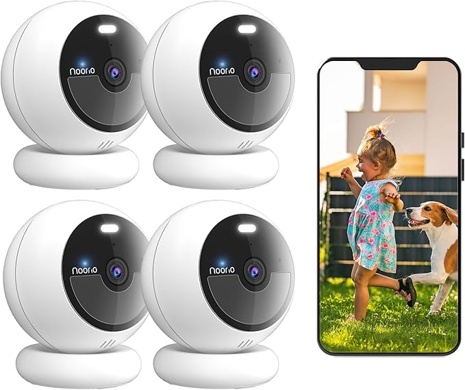 Noorio Security Cameras Wireless Outdoor Magnetic, 4-Pack Easy Install Battery Powered Wireless Cameras for Home Security, 1080P AI Motion Detection, Free Local Storage, No Monthly Fee