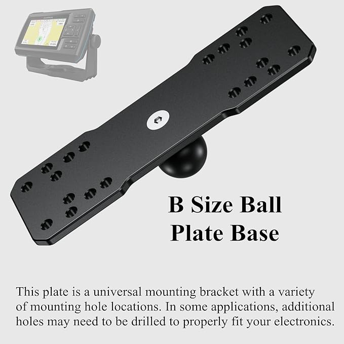 BRCOVAN 1'' Ball Fish Finder Mount, Aluminum Alloy Universal Marine Electronic Plate, Fit for RAM Mounts B Size 1 Inch Ball Double Socket Arm, Fit for Garmin, Lowrance, Humminbird, Raymarine and More