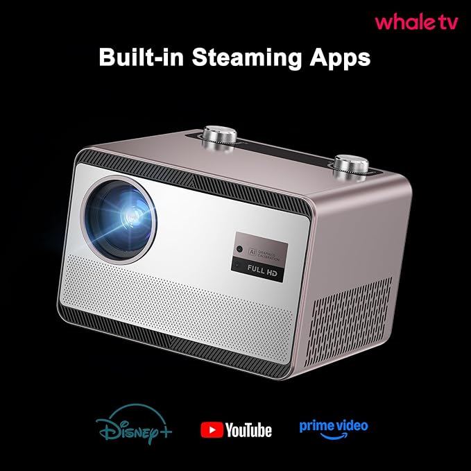 Projector-4K with WiFi and Bluetooth [2500 ANSI / AI Auto Focus / Official Licensed Apps], Outdoor Movie Projector with Smart TV OS 2.0 & Dolby, HAPPRUN Home Theater Projector for Indoor/Outdoor Use