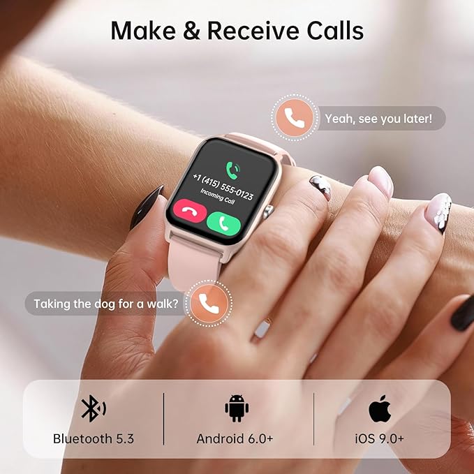 Smart Watches for Women with Alexa & Bluetooth Call,1.85" HD Screen Fitness Tracker,30-Day Battery, Heart Rate/Sleep/SpO2 Monitor,100+ Sports Modes,2ATM Waterproof Smartwatch for Android iPhone(Pink)