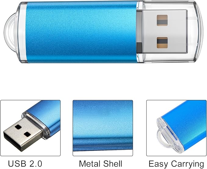 TOPESEL 5 Pack 1GB USB 2.0 Flash Drive Memory Stick Thumb Drives (5 Mixed Colors: Black Blue Green Red Silver)