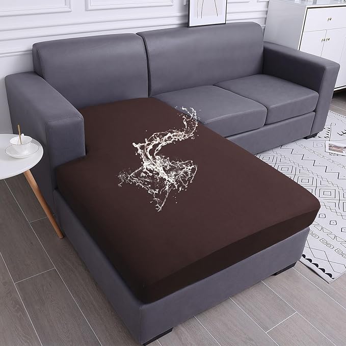 hyha Waterproof Couch Cushion Covers, Sectional Sofa Slipcovers Washable, L Shape Chaise Dog Couch Covers for Sectional Sofa, Universal Furniture Protector (1 Piece for Chaise XL, Chocolate)