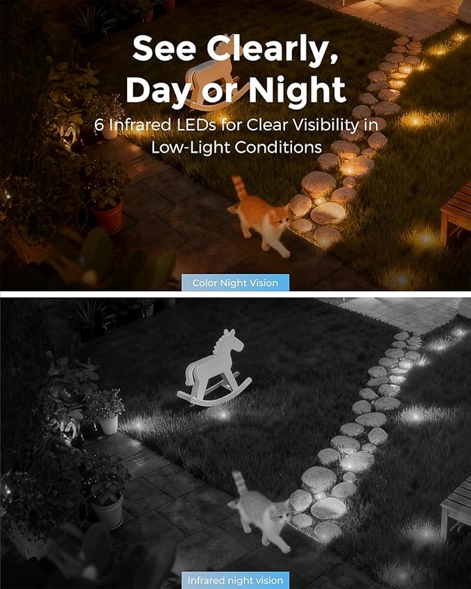 Devo Solar Security Camera Wireless Outdoor, 2.3K HD 360° PTZ Color Night Vision, AI/PIR Human Detection, 2-Way Audio, Solar & Battery Powered, WiFi 6, IP66 Waterproof, Triple Alert System