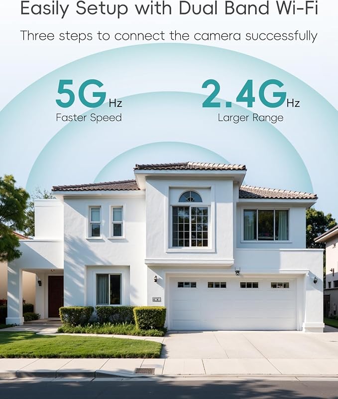 ZUMIMALL Cameras for Home Security 2-Pack (Black) - 2.4G/5G WiFi, Wired Camera for 24/7 Recording | Motion & Noise Detection, Auto Tracking, Cloud & No-Monthly-Fee SD Storage | Works with Alexa Google