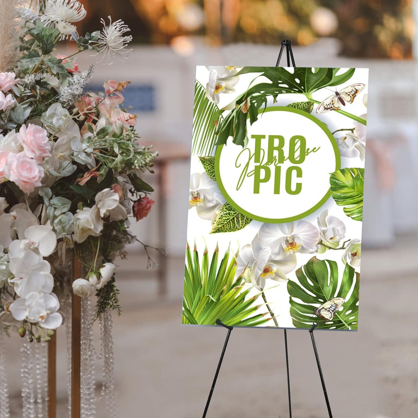 Easel Stand 65 Inches 3 Pcs, Lightweight Adjustable Art Easel for Display, Wedding Sign, Poster, Black Metal Easel with Portable Bags