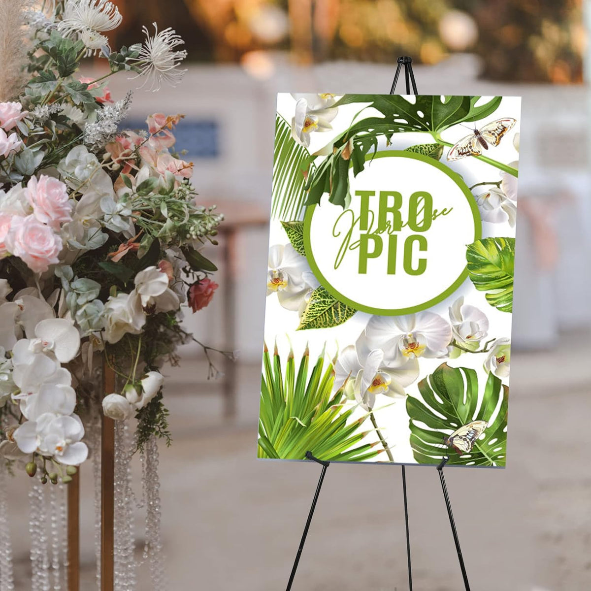 2PCS Black Easel Stand for Wedding Sign Stand, 66 Inch Portable Adjustable Poster Stands for Display, Floor Tripod Collapsible Display Easel, Balck Metal Easel Stand with Portable Bags