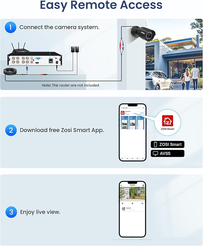 ZOSI 5MP 3K Lite CCTV Security Camera System with AI Human Vehicle Detection, 8CH H.265+ DVR and 4 x 1080p Surveillance Bullet Cameras Outdoor Indoor, 100ft Night Vision, IP66 Weatherproof, 1TB HDD