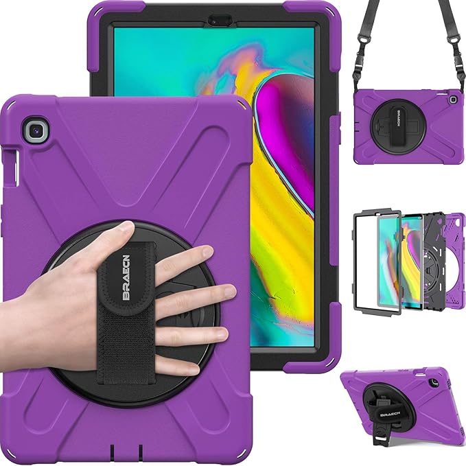 BRAECN for Samsung Galaxy Tab S5e Case 10.5 inch 2019, Heavy Duty Shockproof Case with 360 Rotating Kickstand/Hand Strap&Shoulder Strap for Galaxy Tab S5e 10.5‘’ Tablet SM-T720/SM-T725