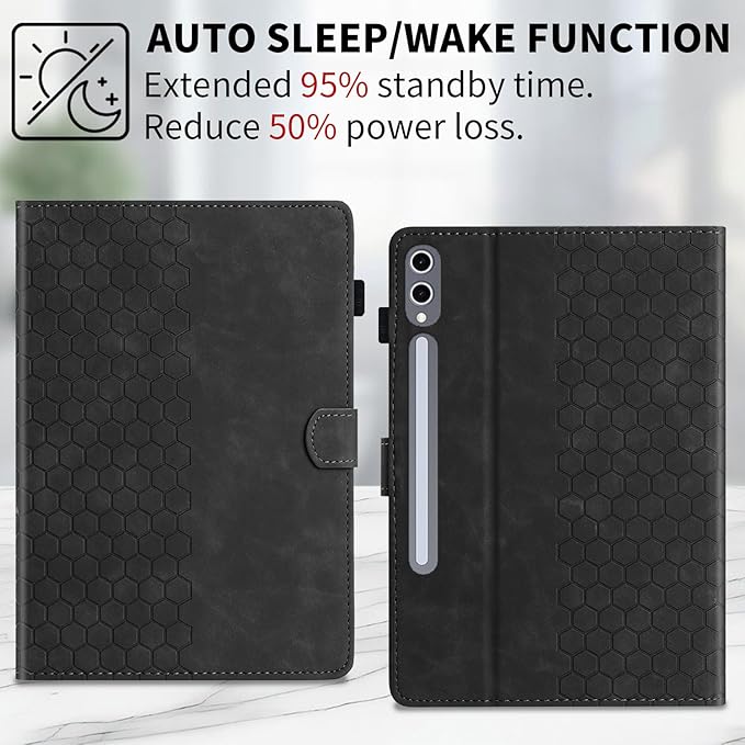 Case for Samsung Galaxy Tab S10 Plus 2024/ S9 FE Plus 5G 12.4 Inch 2023, Multi-Angle Viewing Smart Stand with Pocket Auto Wake/Sleep PU Leather Tablet Cases Flip Folio Cover Black