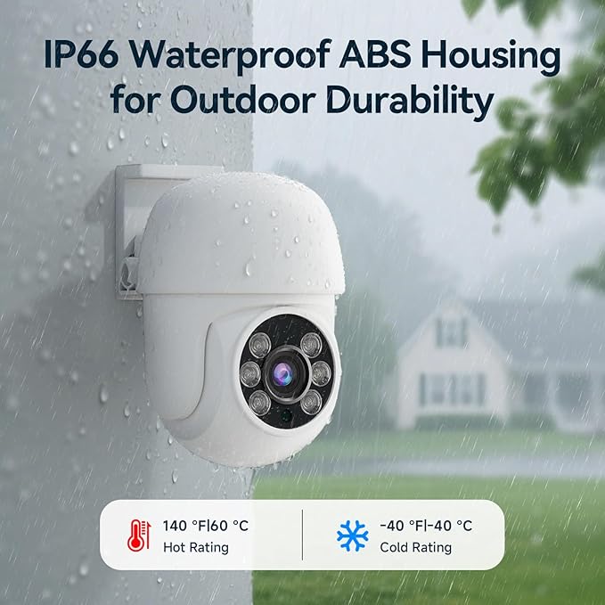 Wired Security Camera System Outdoor, 4pcs Pan/Tilt CCTV Cameras and 4CH 5MP Lite AHD TVI DVR (500GB HDD), 360° View Surveillance DVR Kit, Motion Detection, 24/7 Recording, Remote Access