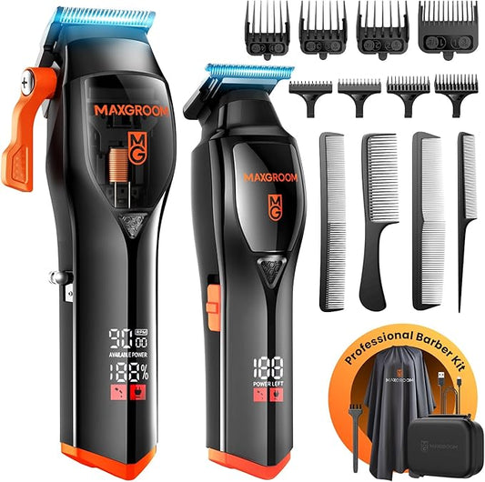Professional Hair Clippers for Men, 9000 RPM Magnetic Motor, DLC Blades Cordless Hair Cutting Clippers, Beard Trimmer, Haircut Kit, Perfect for Barber Fades, Gifts for Men