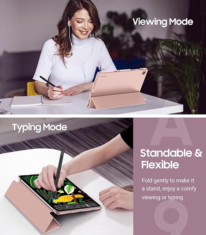 TiMOVO Case for Samsung Galaxy Tab A9+/A9 Plus 11" 2023, Slim Soft TPU Translucent Frosted Back Protective Cover for Galaxy Tab A9+ Tablet SM-X210/X216/X218, Auto Wake/Sleep, Rose Gold