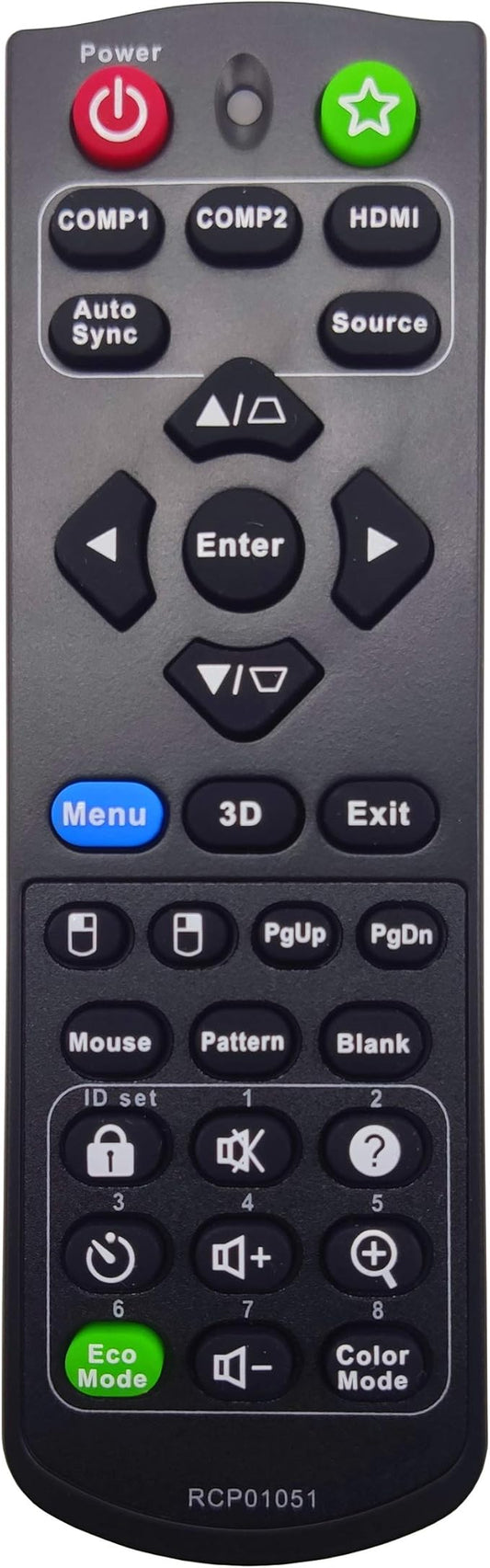 A-00009740 Projector Remote Control for ViewSonic PJD5150, PJD5151, PJD5153, PJD5155, PJD5155L, PJD5250, PJD5250L, PJD5253, PJD5255, PJD5255L, PJD5350LS, PJD5550LWS, PJD5555LW, PJD7720HD