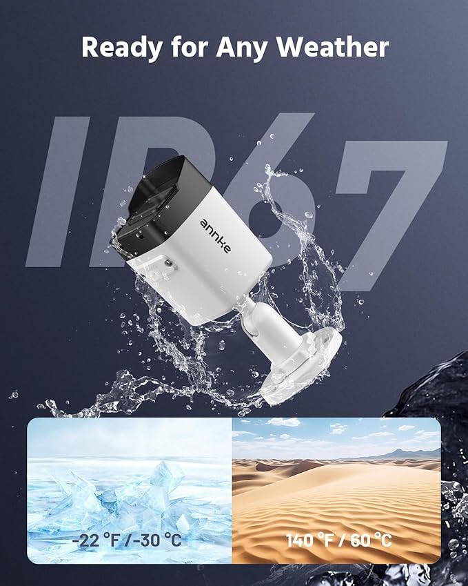 ANNKE H500 8CH 4pcs 3K 5MP Camera PoE Security System, H.265+ NVR with 2TB Hard Drive, Outdoor Bullet IP Cam, Color Night Vision, Built-in Mic&SD Card Slot, Smart Motion Detection, Works with Alexa
