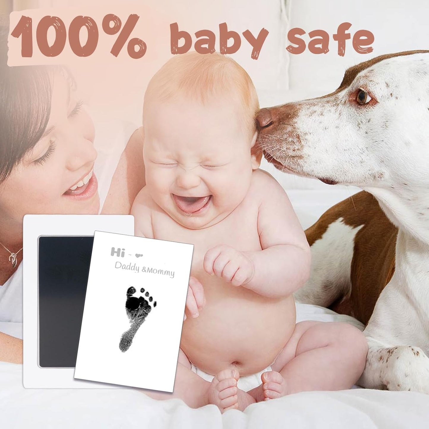 Inkless Baby Hand and Footprint Kit,Clean-Touch Ink Pad Kit,Safe No Mess Printing Infant Hand Foot Stamp,1 Pack Newborn Inkless Print Pads Best Keepsake or Gifts for Family