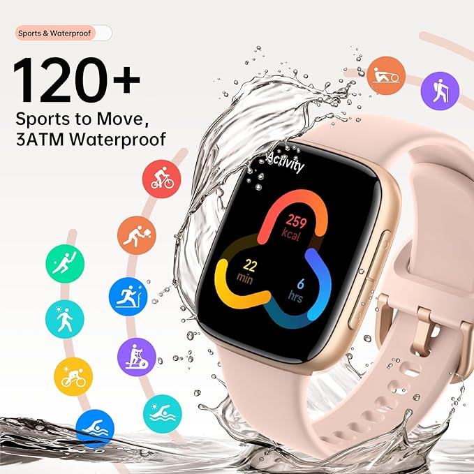 Latest Smart Watches for Women & Men - Performance Upgraded, 1.85-inch AMOLED HD Display (390x450), 12-Day Battery Life, 3ATM Waterproof (30m), Call, Health Monitoring, Fitness Tracker (Pink)