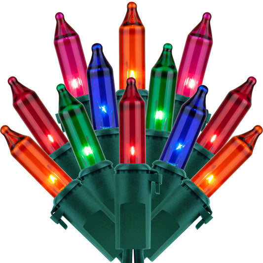 SWEET SHINE Multicolor Christmas Lights, 200 Count (2 Strands of 100), 33 ft Green Wire, UL Listed, Copper Wire & Glass Bulbs