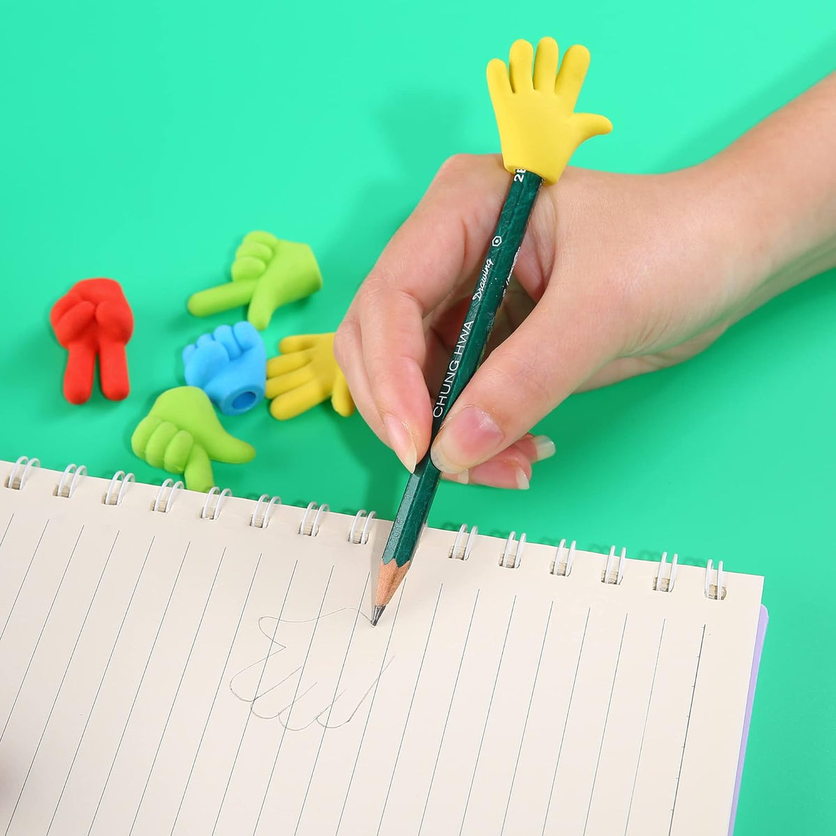 36 Pcs Pencil Top Erasers Fun Eraser Toppers for Kids, Bulk Cute Rock Paper Scissors Eraser Caps, 4 Colors