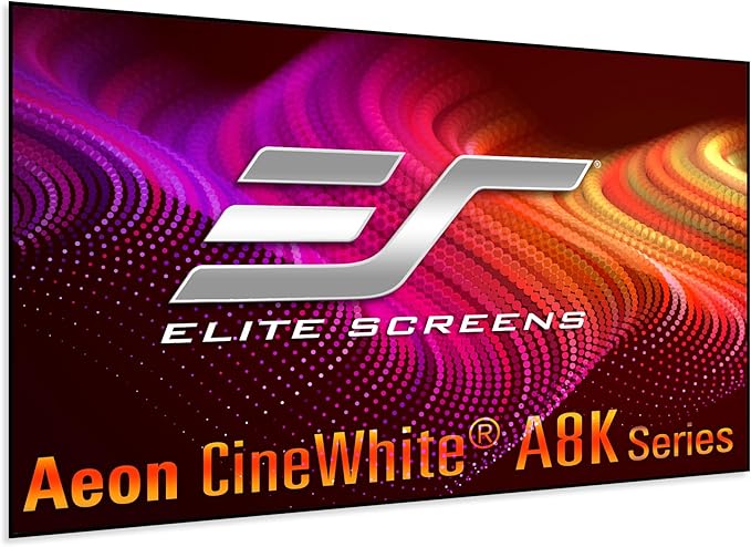 Elite Screens Aeon CineWhite A8K, 103" Diag, 16:9 Aspect Ratio, ISF Certified 8K Ultra HD Home Theater Fixed Frame Edge Free Projection Sound Transparent Perforated Weaved Screen, AR103H-A8K