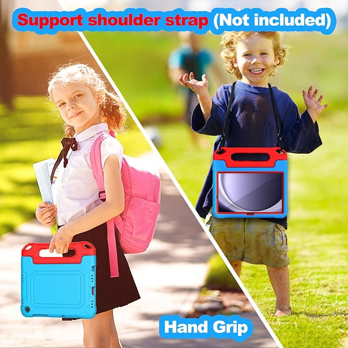 YIHE Kids Case for Samsung Galaxy Tab A11 Plus 2025 & A9 Plus 2023 11 Inch, Shockproof Handle Stand Cover with Built-in Screen Protector, Blue&Red